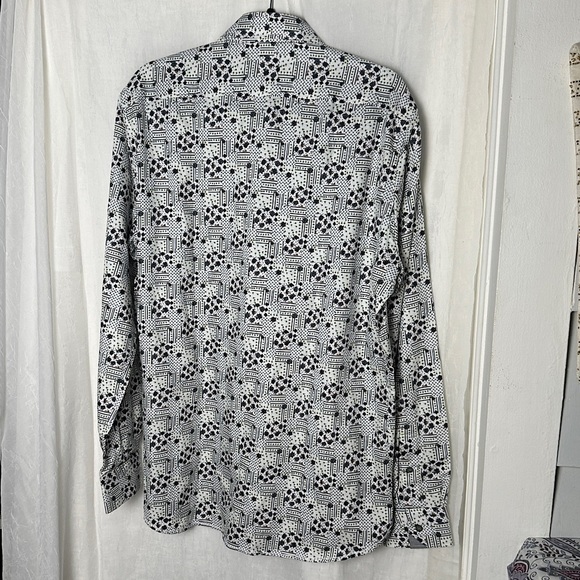 Brandolini All Over Graphic Print Button Up Dress Shirt Business Casual Vintage - Picture 16 of 17
